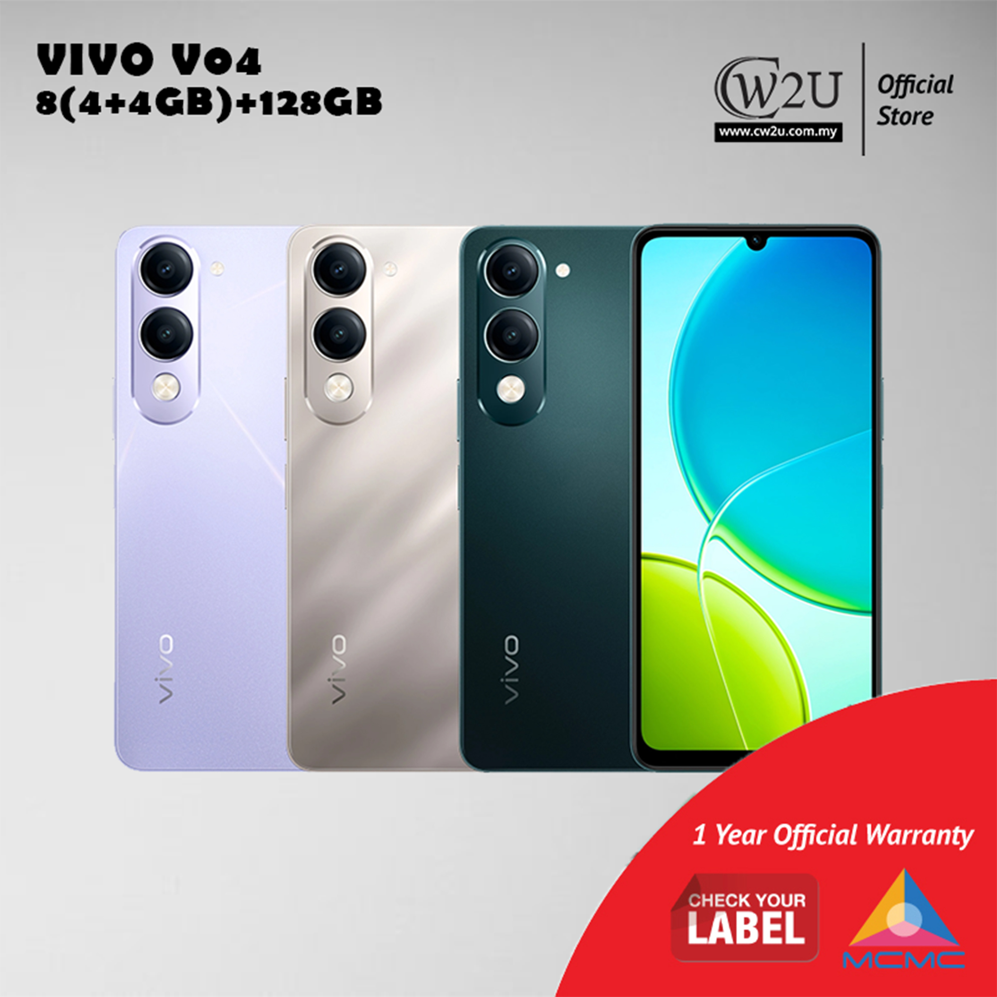 Vivo Y04 | 4GB RAM+128GB ROM | 1 Year Warranty By Vivo Malaysia