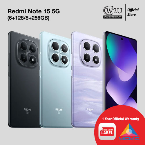 [New Set] Redmi Note 15 5G | 8+256GB | 6+128GB | 1 Year Warranty By Xiaomi Malaysia
