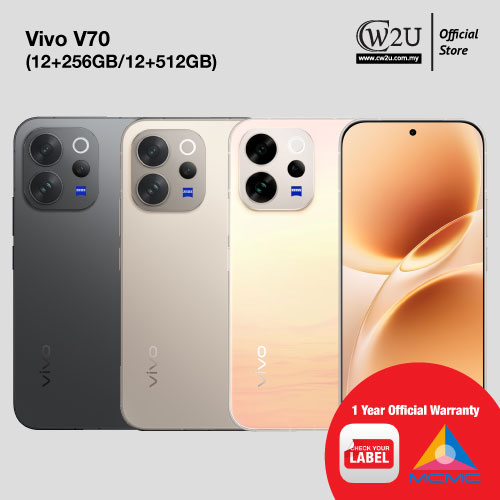 [Pre-Order] Vivo V70 5G | 12+512GB | 12+256GB | 8+256GB | 1 Year Warranty By Vivo Malaysia [ETA: 13 MAR 2026)